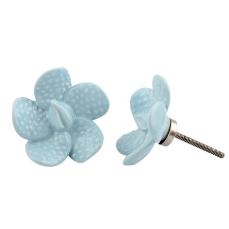 Turquoise Dot Flower Knob